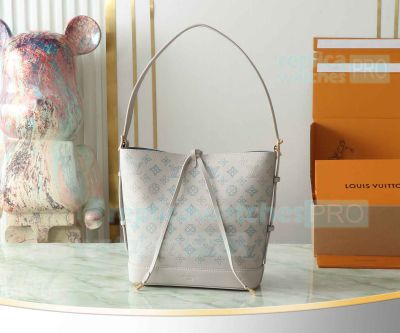 Top Quality Copy L--V Flore Mahina Leather Handbag Brume Gray Color